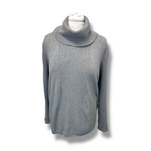 Investments Women’s Long Sleeve Ribbed Turtleneck Sweater, Gray, size XL